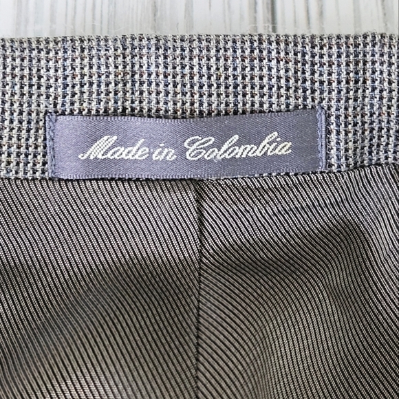 Oscar de la Renta Vintage Silk and Wool Micro Houndstooth Blazer In Gray Sz 50R - Picture 4 of 16